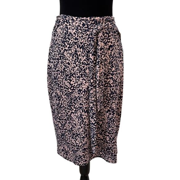 NEW 14th & UNION NORDSTROM Front Split Pink Adobe Animal Print Midi Skirt Size L - Picture 2 of 6